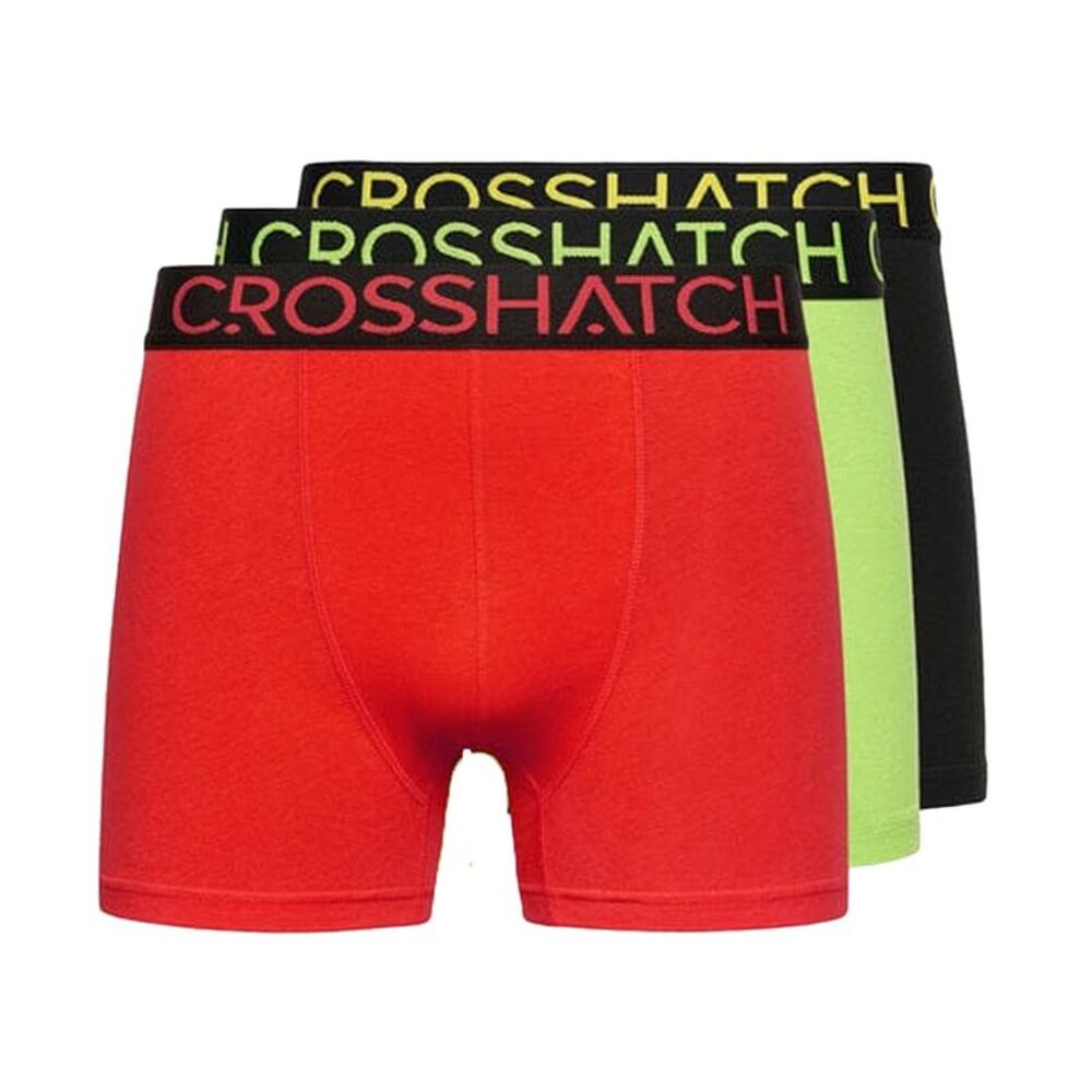 Crosshatch Mens Highlighter Boxer Shorts (Pack of 3) / Green/Red